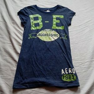 Aéropostale “Be Aggressive” Blue Graphic Tee – Size Small
